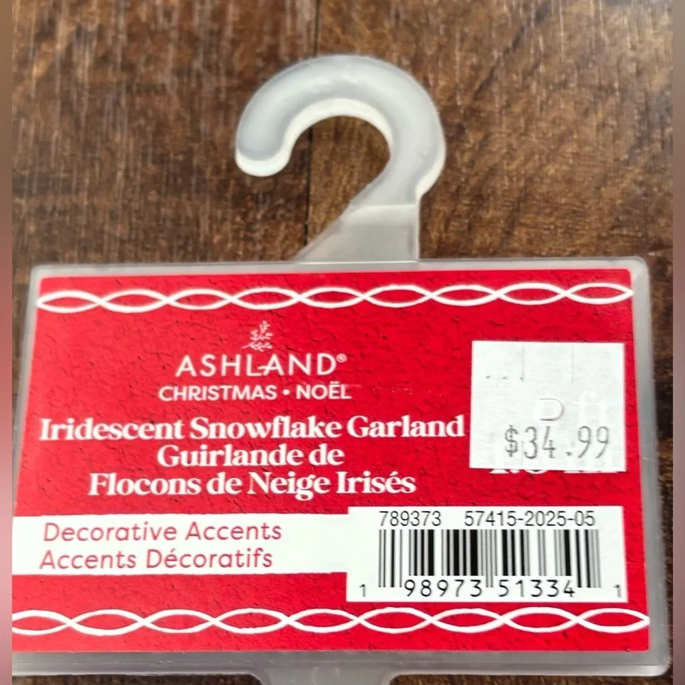 NWT Ashland Christmas Xmas iridescent snowflake garland 2 sets 6 feet each